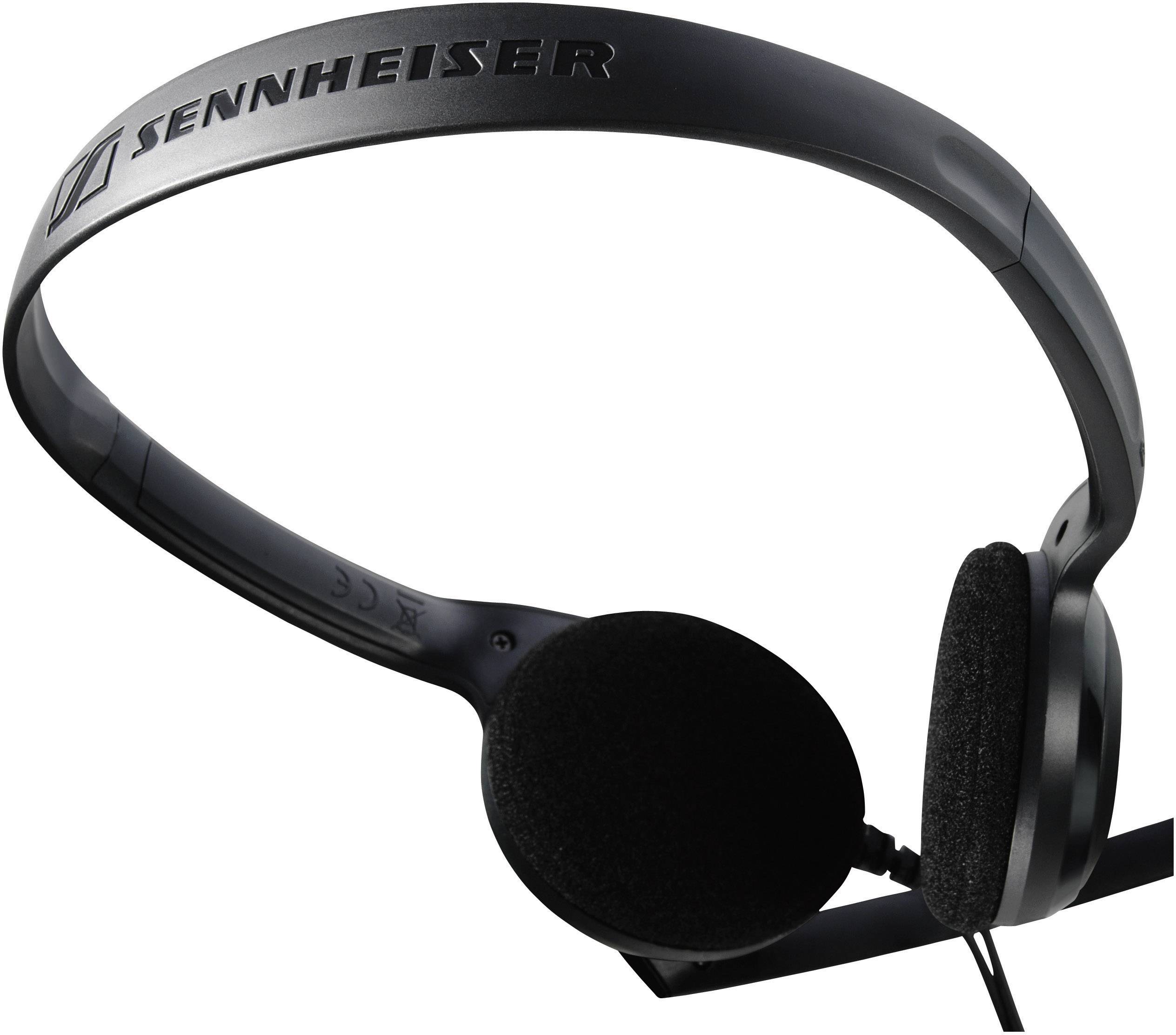 Cuffie Sennheiser con fascia nera e padiglioni morbidi, adatte per applicazioni audio.