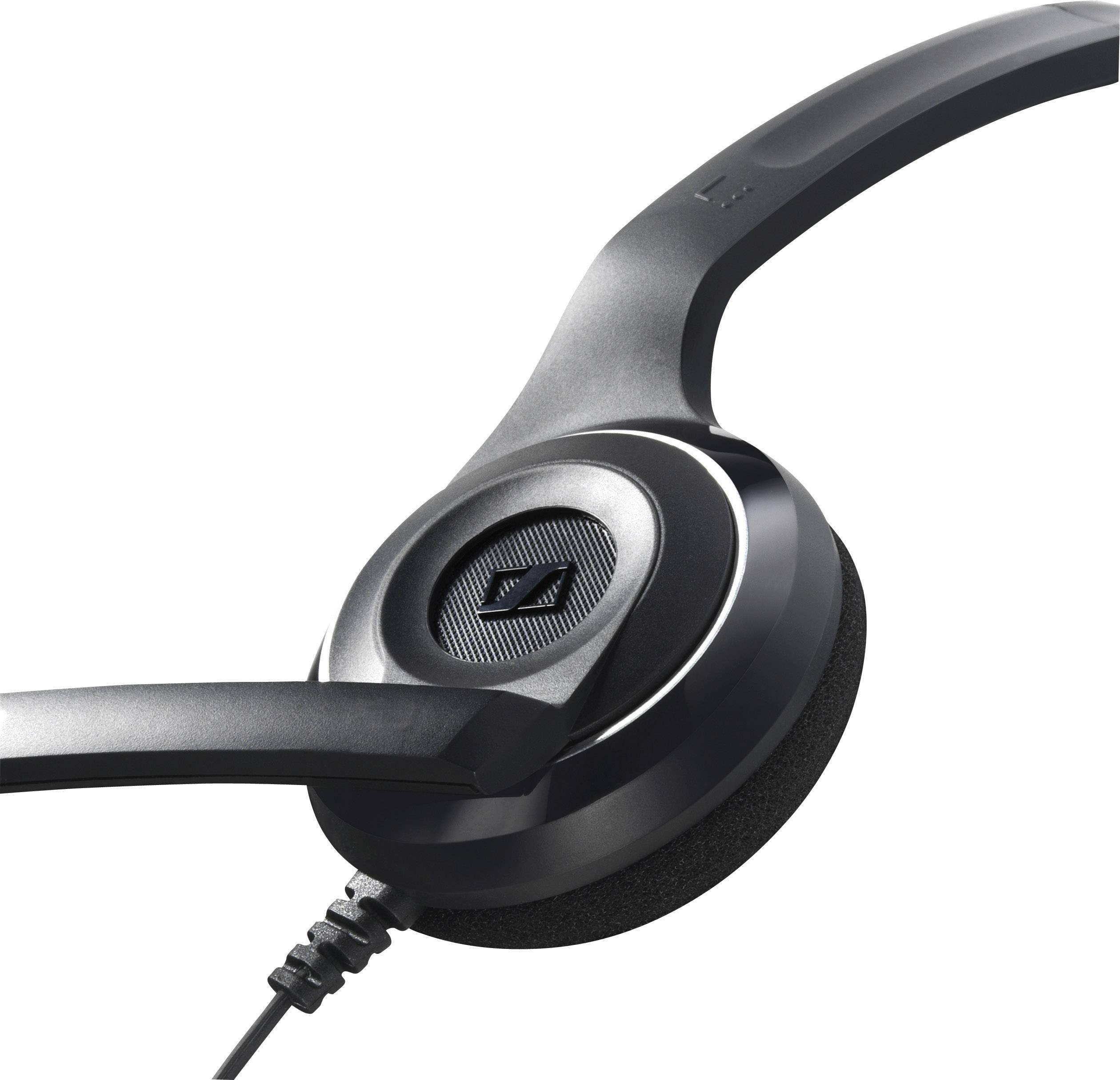 Cuffie cablate nere con design over-ear. Ideali per riproduzione audio e gaming su computer.