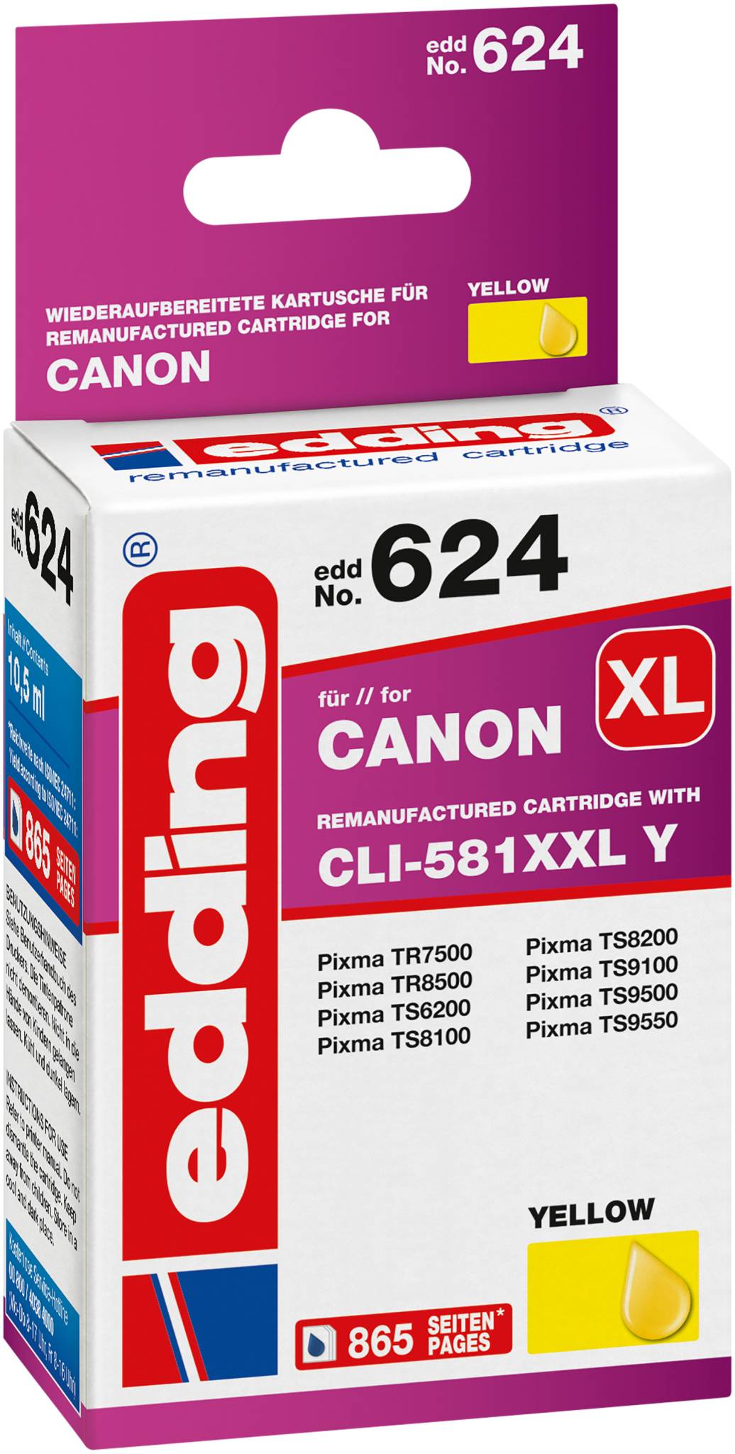 edding EDD-624 gelb Tintenpatrone ersetzt Canon CLI-581XXL Y (18-624)-0