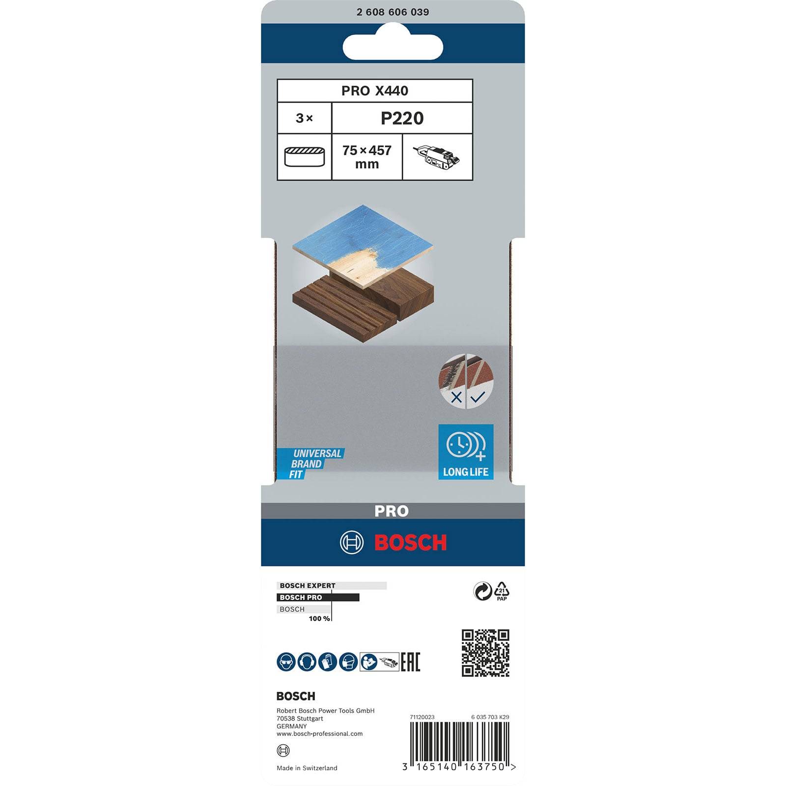 Bosch Best for Wood - Schleifgürtel - für Holz - 3 Stücke - Körnung: 220 - 75 mm x 457 mm-3