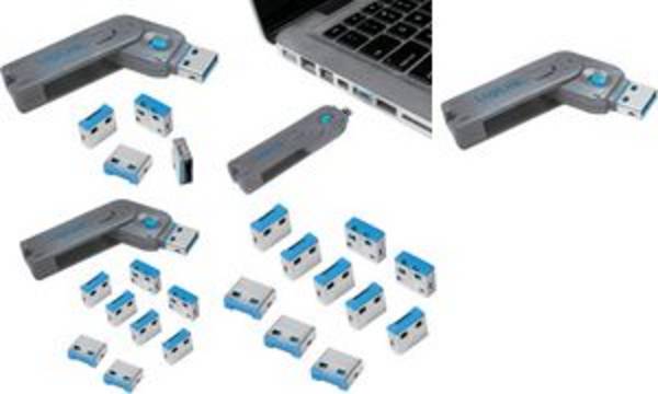 Logilink USB Security Lock, chiave chiave / 4 blocco con 4 allegati USB, protezione efficace per USB - 1 pezzo (AU0043)