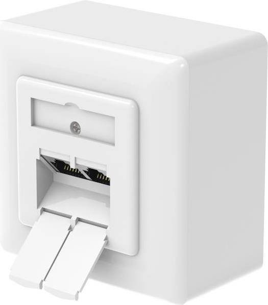 Hama Netzwerkdose, CAT-6a, 10 Gbit/s, geschirmt, 2 Ports, Aufputz-/Unterputz (00300029)-0
