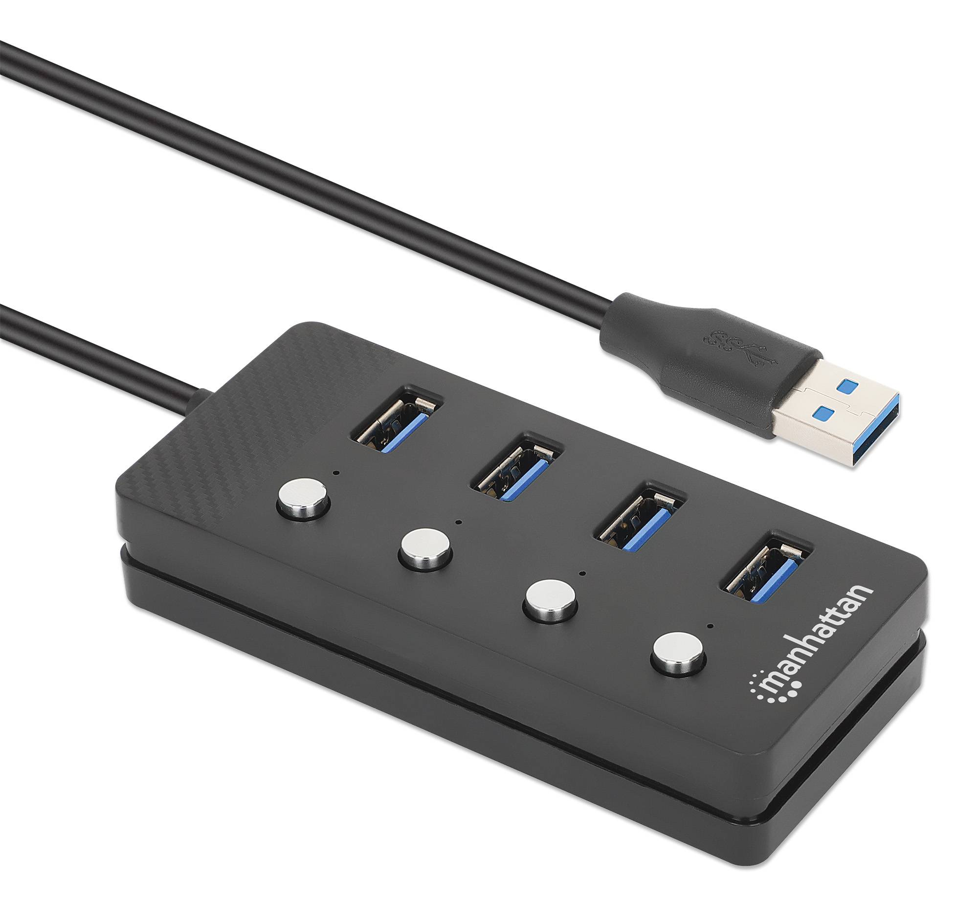Manhattan 180887 hub di interfaccia USB 3.2 Gen 1 (3.1 Gen 1) Type-A 5000 Mbit/s Nero-1