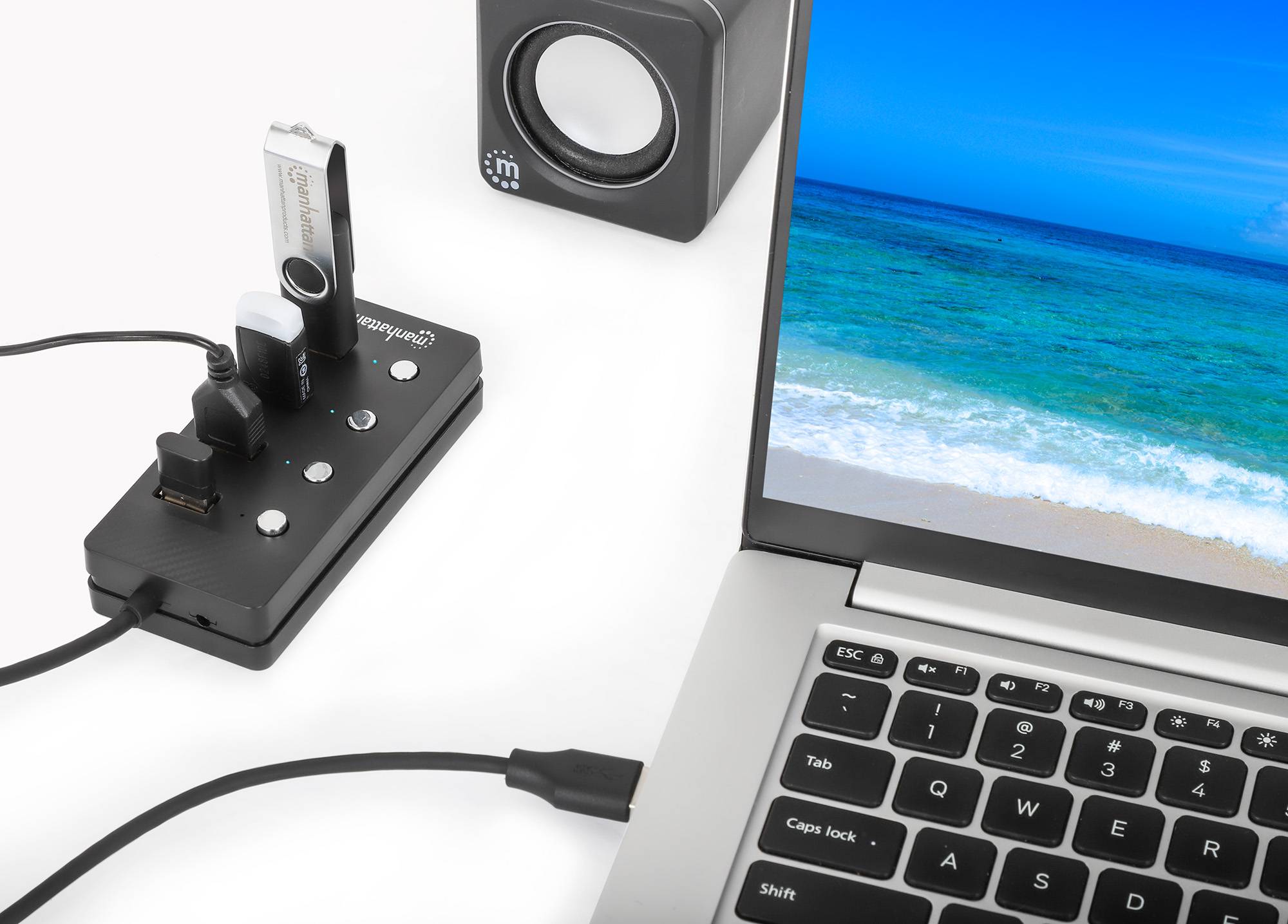 Manhattan 180887 hub di interfaccia USB 3.2 Gen 1 (3.1 Gen 1) Type-A 5000 Mbit/s Nero-2