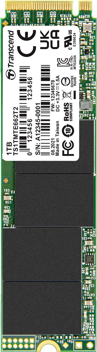 Transcend MTE662T2 - SSD - 256 GB - intern - M.2 2280 (doppelseitig) - PCIe 3.0 x4 (NVMe) (TS256GMTE662T2)