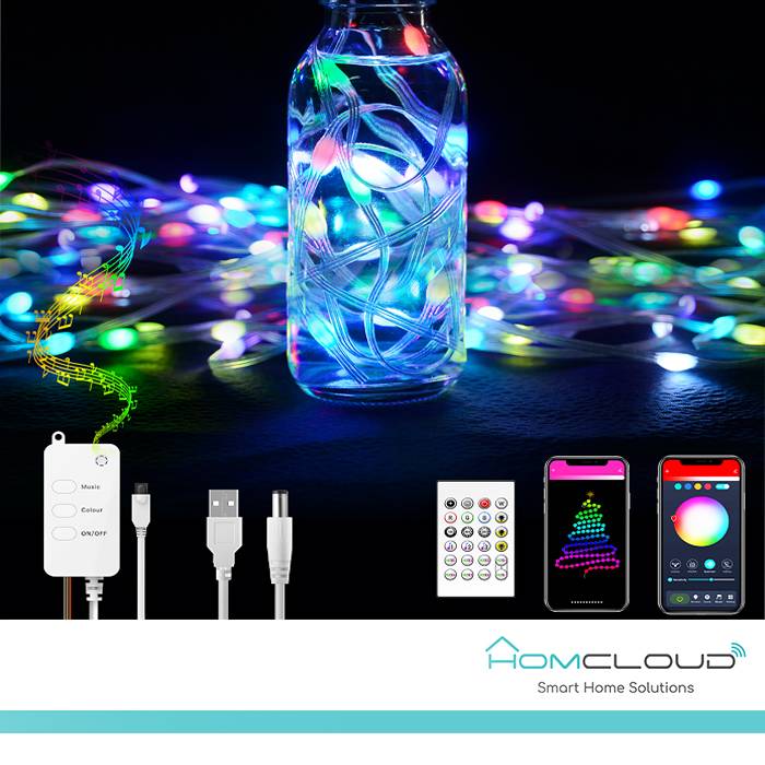 Corda in PVC di Luci Decorative Smart RGB-IC OUTDOOR Wi-Fi + Bluetooth 10M IP65-0