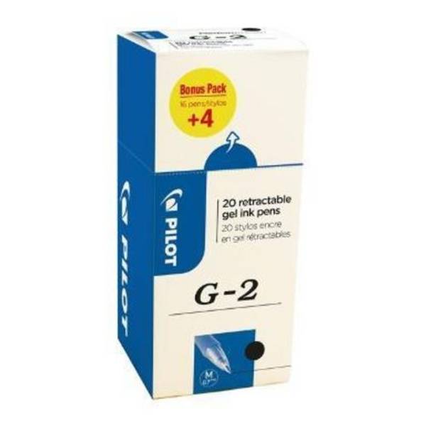 Pilot G-2 VALUE PACK Medio Penna in gel retrattile Nero 20 pz