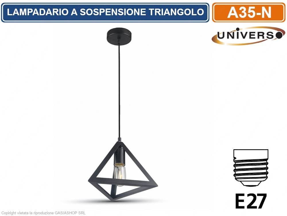 LAMPADARIO A SOSPENSIONE PENDENTE FORMA TRIANGOLARE CON ATTACCO E27 FINITURA BIANCO NERO - COLORE: BIANCO-2