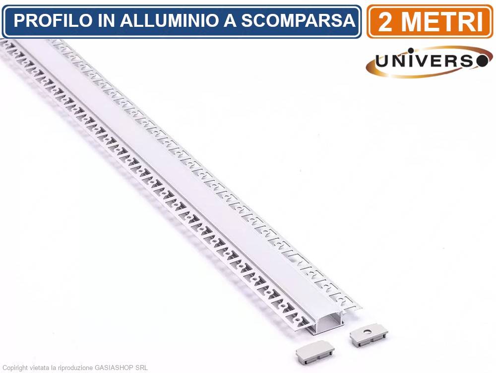 PROFILO IN ALLUMINIO A SCOMPARSA PER STRISCE LED LUNGHEZZA PROFILO 2 METRI-1