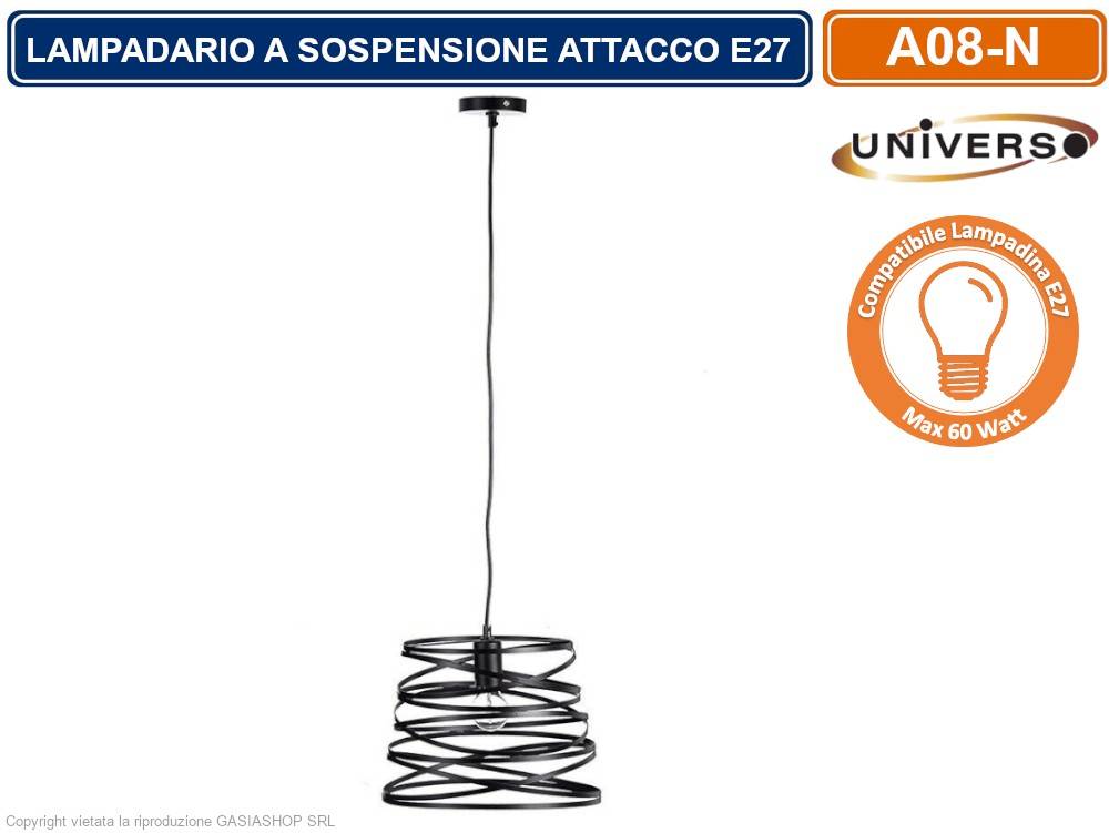 LAMPADARIO MODERNO A SOSPENSIONE CON PARALUME IN METALLO TRAFORATO A VORTICE ATTACCO E27 BIANCO NERO - COLORE: BIANCO-3