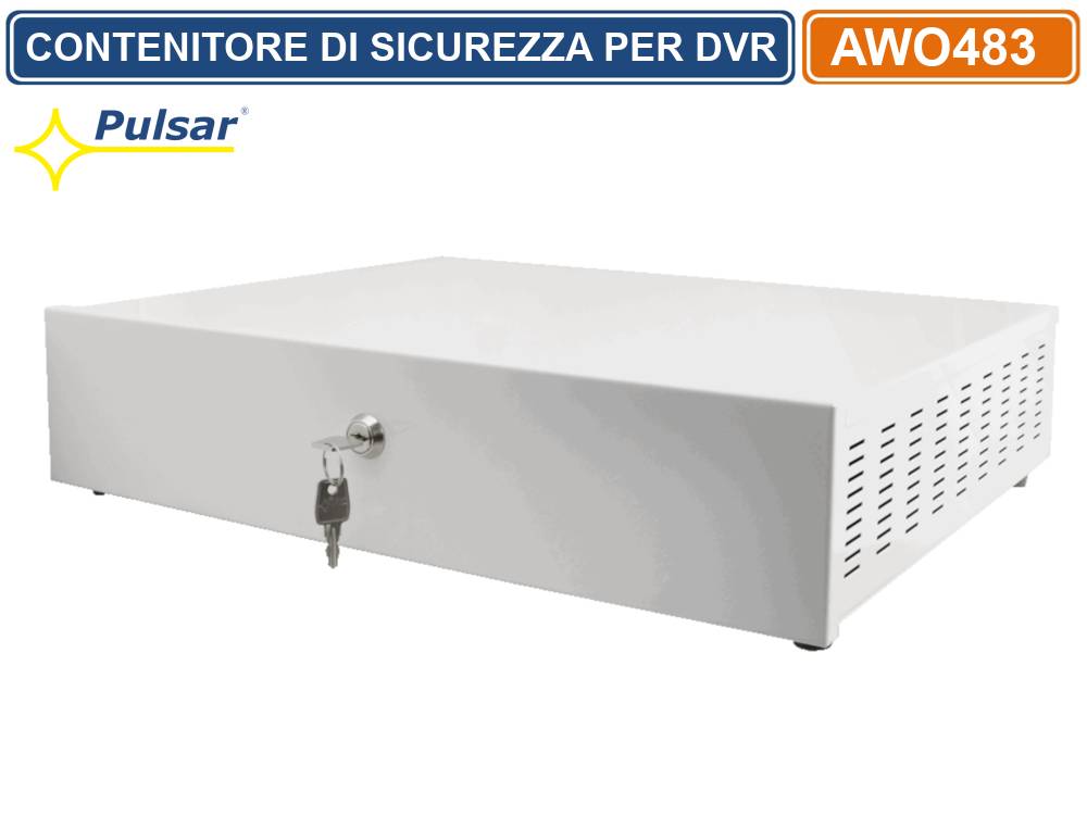 PULSAR AWO-483 CONTENITORE METALLICO DI SICUREZZA PER DVR MONTAGGIO ORIZZONTALE TAMPER-0