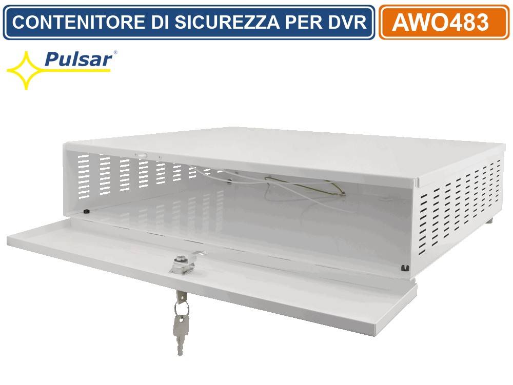 PULSAR AWO-483 CONTENITORE METALLICO DI SICUREZZA PER DVR MONTAGGIO ORIZZONTALE TAMPER-1