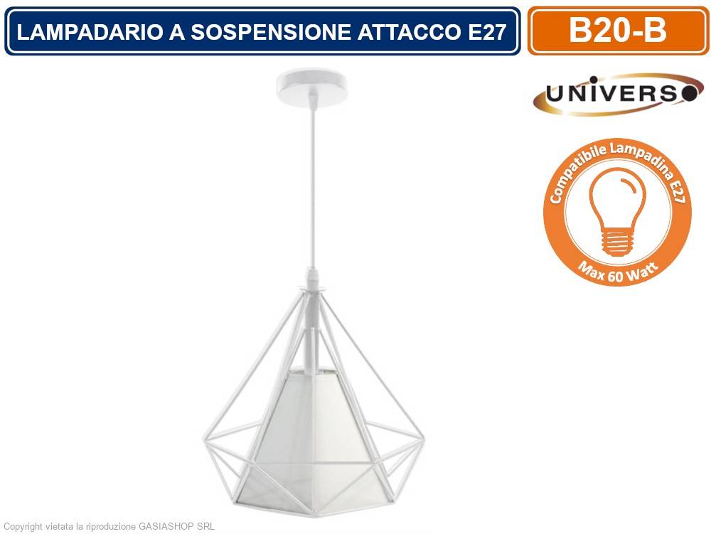 LAMPADARIO MODERNO A SOSPENSIONE CON PARALUME IN METALLO TRAFORATO ATTACCO E27 BIANCO NERO - COLORE: NERO-2