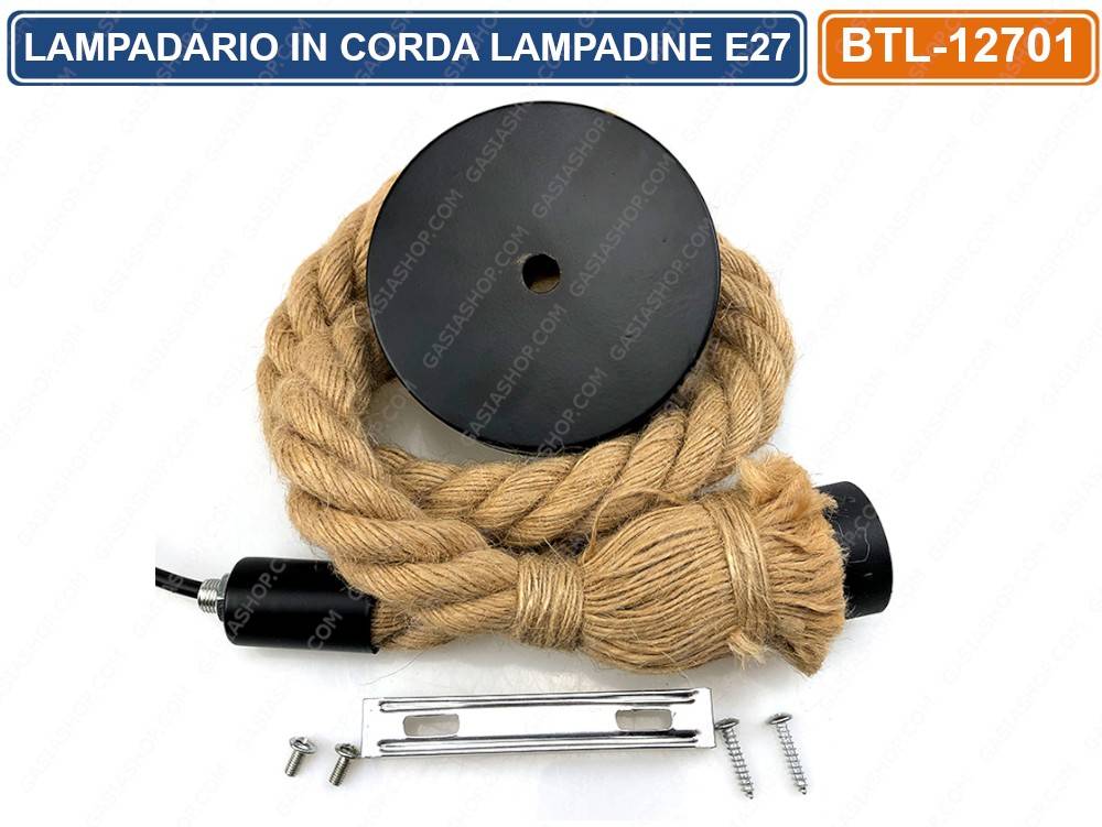 LAMPADARIO IN CORDA CON PORTALAMPADA PER LAMPADINE ATTACCO E27 1.5 METRI-1
