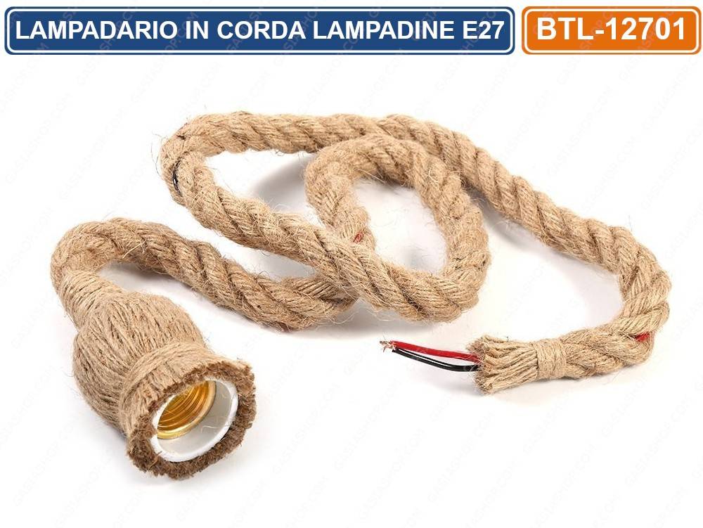 LAMPADARIO IN CORDA CON PORTALAMPADA PER LAMPADINE ATTACCO E27 1.5 METRI-2