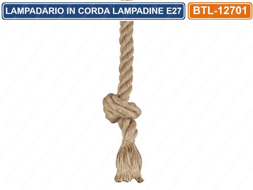 LAMPADARIO IN CORDA CON PORTALAMPADA PER LAMPADINE ATTACCO E27 1.5 METRI-3