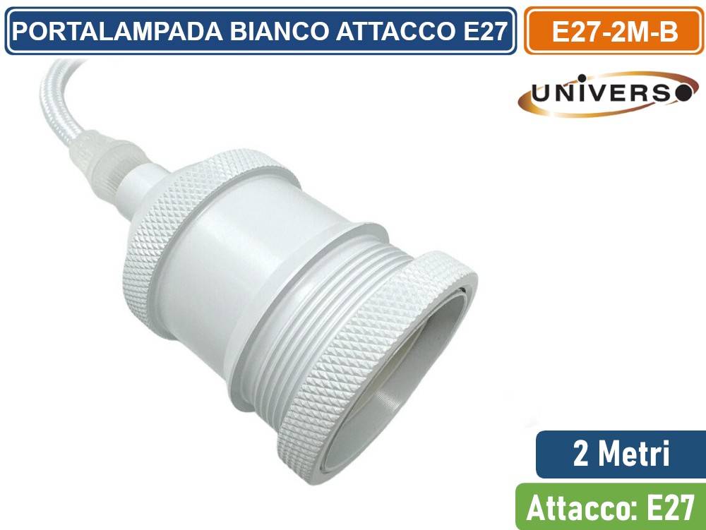 LAMPADARIO PORTALAMPADA IN METALLO A SOSPENSIONE DI COLORE BIANCO PER LAMPADINE E27-2