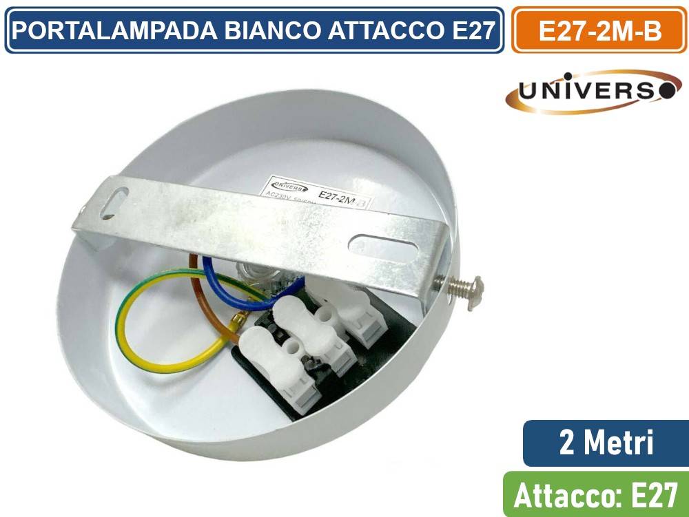 LAMPADARIO PORTALAMPADA IN METALLO A SOSPENSIONE DI COLORE BIANCO PER LAMPADINE E27-4
