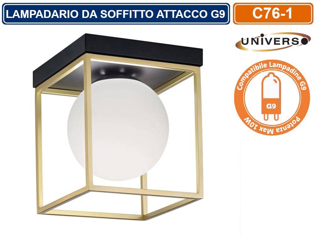 PLAFONIERA LAMPADARIO DA SOFFITTO STILE MINIMALISTA SFERA IN VETRO CON ATTACCO PER LAMPADINE G9-0