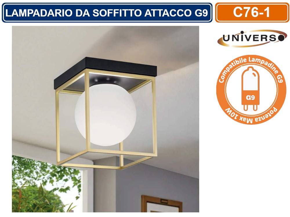 PLAFONIERA LAMPADARIO DA SOFFITTO STILE MINIMALISTA SFERA IN VETRO CON ATTACCO PER LAMPADINE G9-1