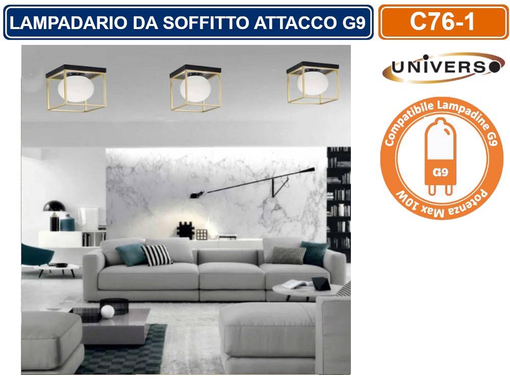 PLAFONIERA LAMPADARIO DA SOFFITTO STILE MINIMALISTA SFERA IN VETRO CON ATTACCO PER LAMPADINE G9-2