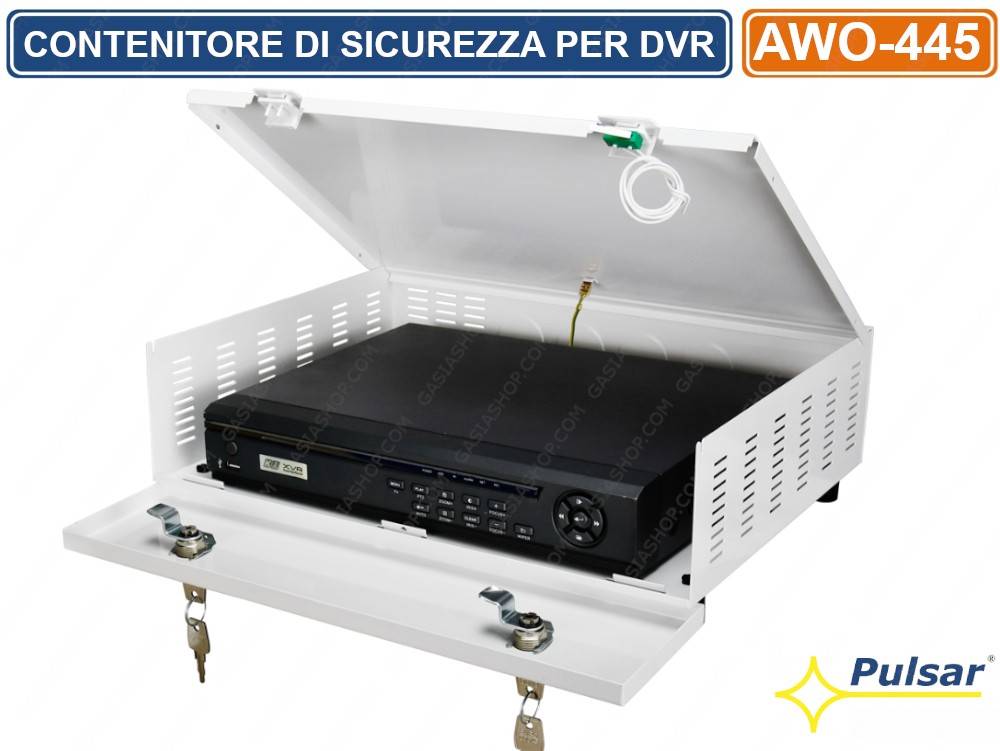 PULSAR AWO-445 CONTENITORE METALLICO DI SICUREZZA PER DVR MONTAGGIO ORIZZONTALE TAMPER-0