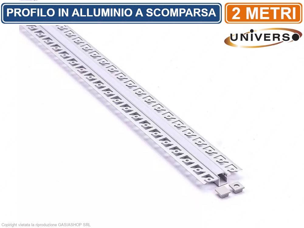 PROFILO IN ALLUMINIO A SCOMPARSA PER STRISCE LED LUNGHEZZA 2 METRI-1