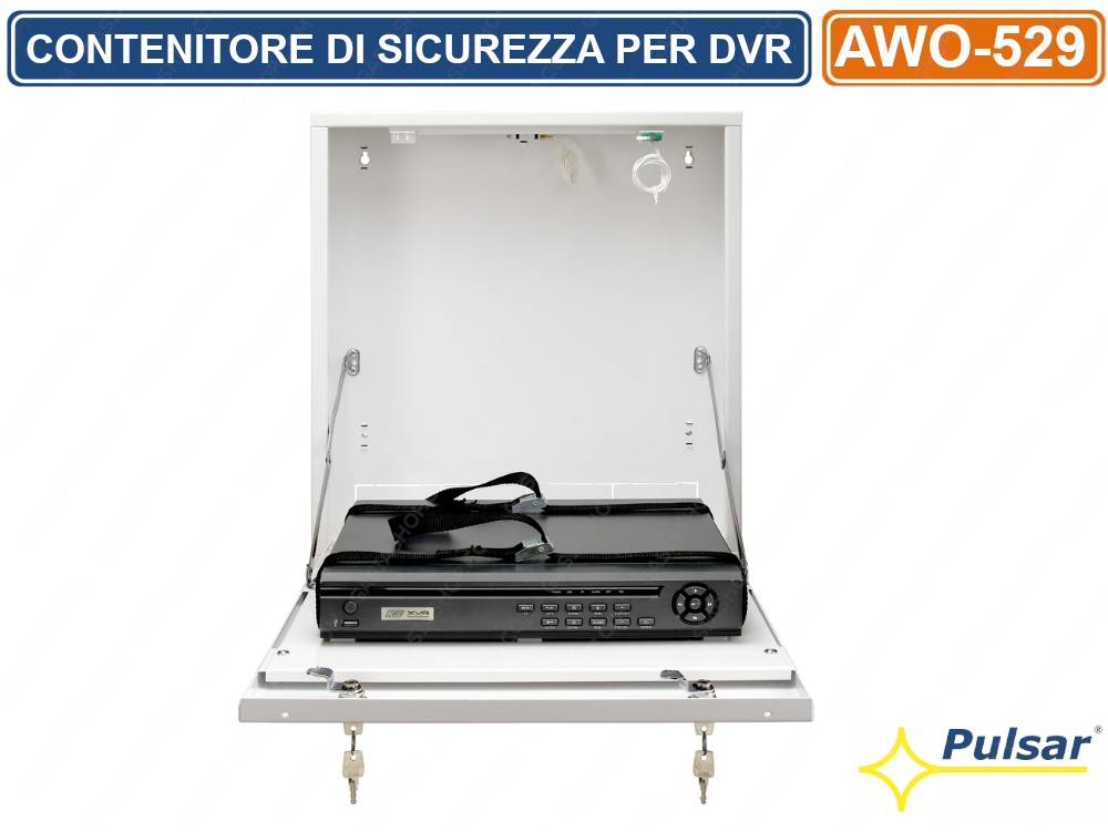 PULSAR AWO-529 CONTENITORE METALLICO DI SICUREZZA PER DVR MONTAGGIO VERTICALE TAMPER-0