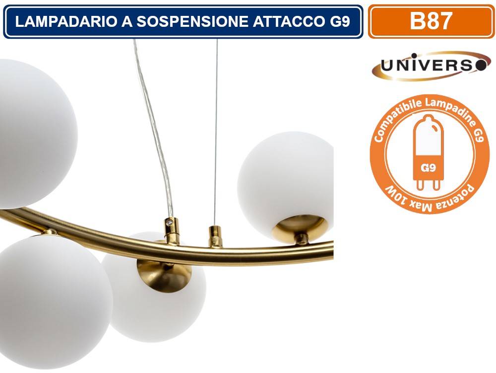 LAMPADARIO LED A SOSPENSIONE IN METALLO DI COLORE BRONZO DOTATO DI 25 SFERE IN VETRO DA 10CM CON ATTACCO G9 MAX 250W-4