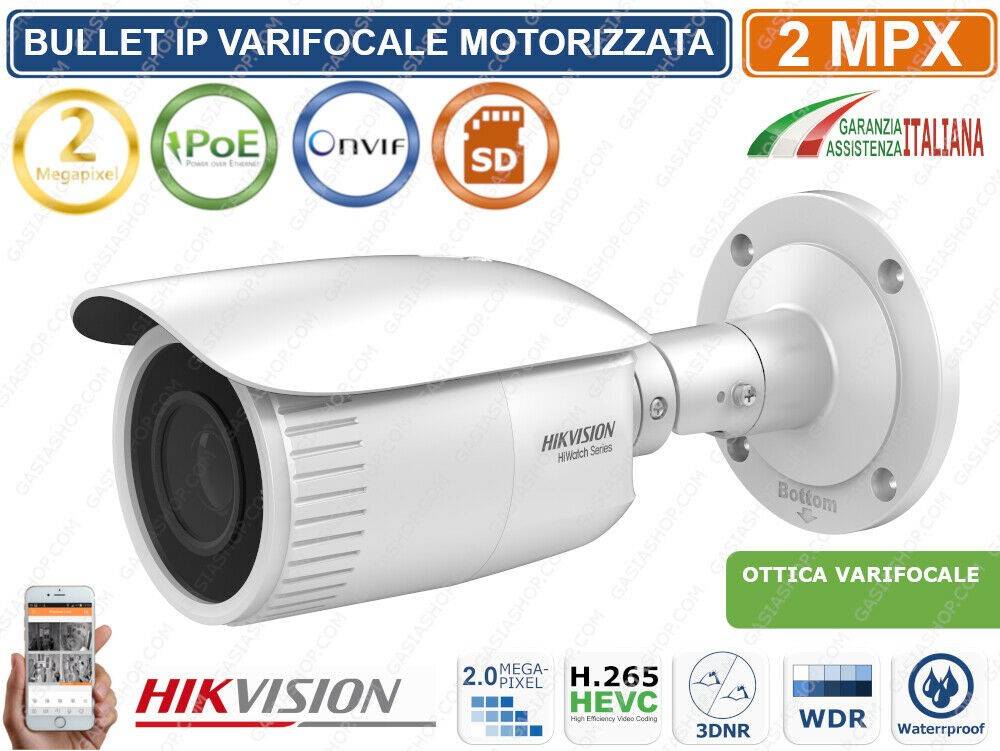 HIKVISION TELECAMERA IP HD 1080P 2MP MOTOZOOM 2.8-12MM H.265+ POE SLOT SD IP67-0