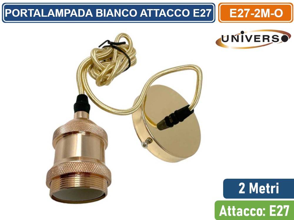 LAMPADARIO PORTALAMPADA IN METALLO A SOSPENSIONE DI COLORE ORO PER LAMPADINE E27-0