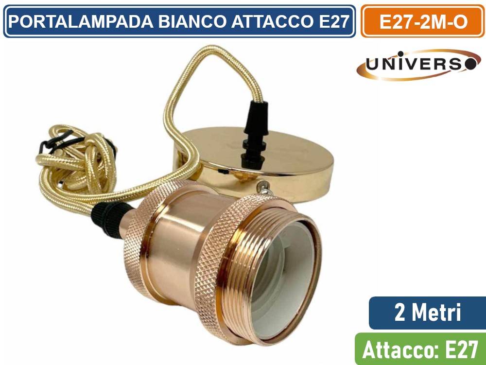 LAMPADARIO PORTALAMPADA IN METALLO A SOSPENSIONE DI COLORE ORO PER LAMPADINE E27-1