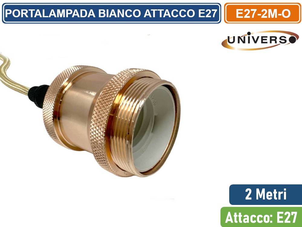 LAMPADARIO PORTALAMPADA IN METALLO A SOSPENSIONE DI COLORE ORO PER LAMPADINE E27-2