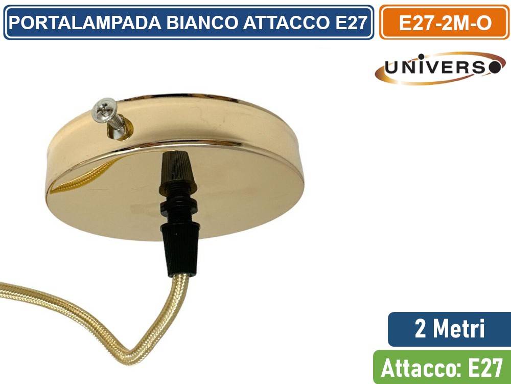 LAMPADARIO PORTALAMPADA IN METALLO A SOSPENSIONE DI COLORE ORO PER LAMPADINE E27-3