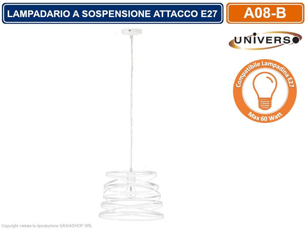 LAMPADARIO MODERNO A SOSPENSIONE CON PARALUME IN METALLO TRAFORATO A VORTICE ATTACCO E27 BIANCO NERO - COLORE: NERO-1