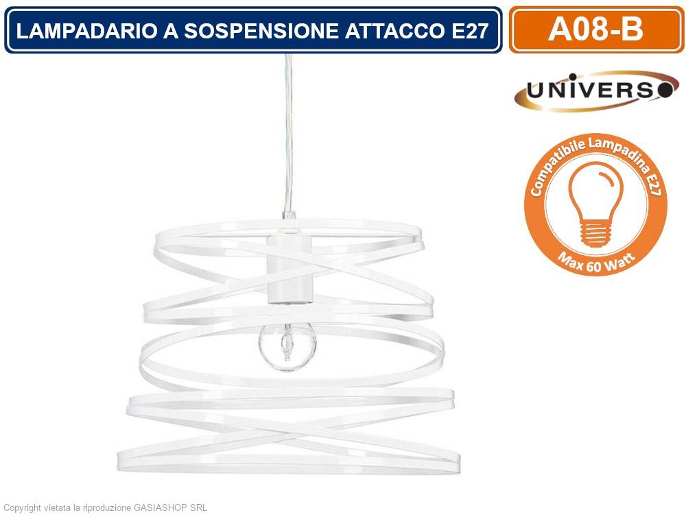 LAMPADARIO MODERNO A SOSPENSIONE CON PARALUME IN METALLO TRAFORATO A VORTICE ATTACCO E27 BIANCO NERO - COLORE: NERO-2
