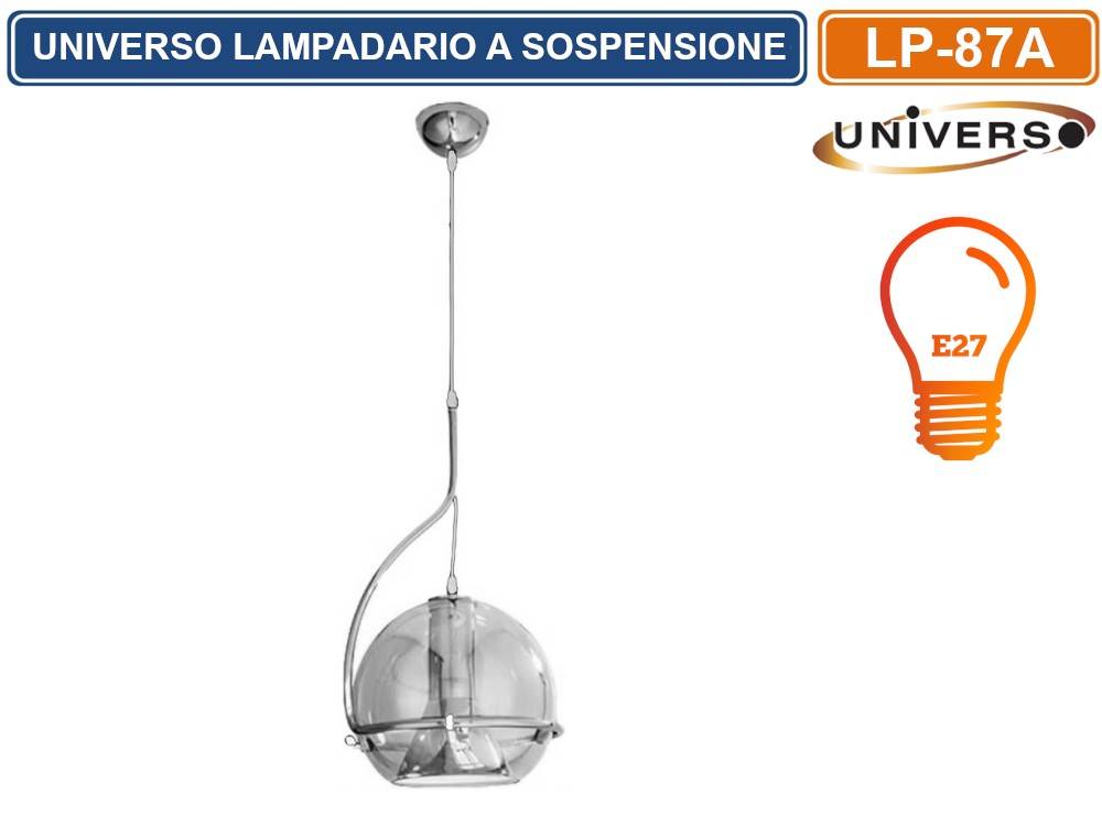 LAMPADARIO A SOSPENSIONE CON LAMPADA PENDENTE IN VETRO RUOTABILE ATTACCO E27 - COLORE: ORO-1