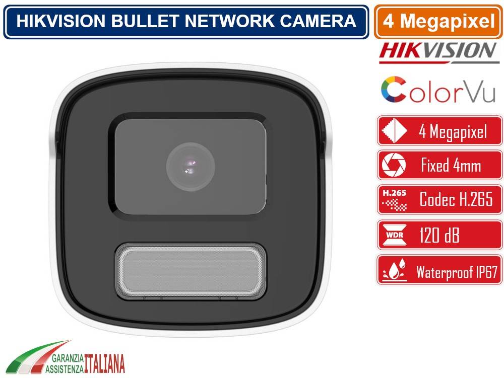 HIKVISION DS-2CD1T47G0-L TELECAMERA BULLET NETWORK 4MP 4MM COLORVU HIKVISION WHITE LED VISIONE NOTTURNA 50 METRI IP67-2