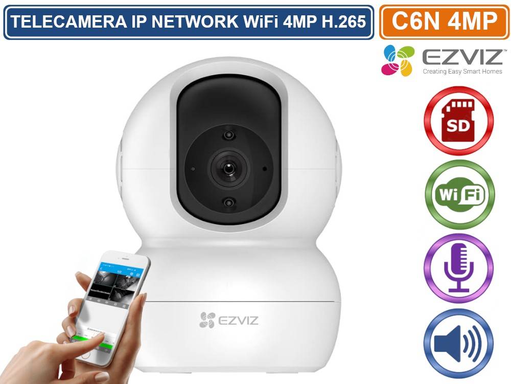EZVIZ C6N TELECAMERA IP NETWORK MOTORIZZATA WIFI 2.4 GHZ DA INTERNO 4MP REGISTRA SU SD AUDIO BIDIREZIONALE-1