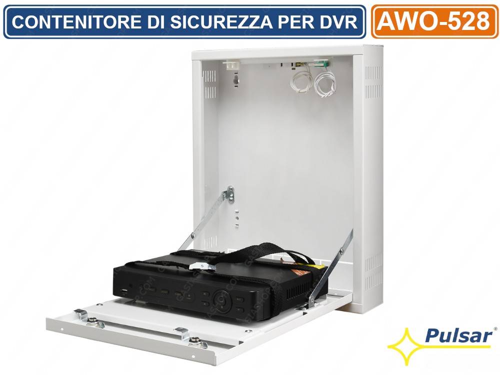 PULSAR AWO-528 CONTENITORE METALLICO DI SICUREZZA PER DVR MONTAGGIO VERTICALE TAMPER-0