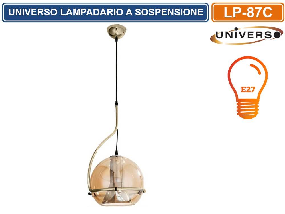 LAMPADARIO A SOSPENSIONE CON LAMPADA PENDENTE IN VETRO RUOTABILE ATTACCO E27 - COLORE: ARGENTO-2