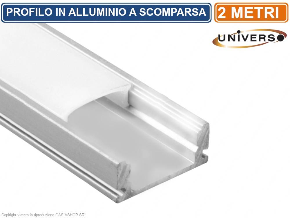 UNIVERSO AL-03 PROFILO IN ALLUMINIO PER STRISCE LED - LUNGHEZZA 2 METRI-0