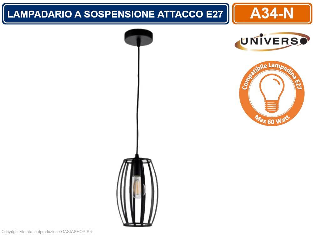 LAMPADARIO MODERNO A SOSPENSIONE CON PARALUME IN METALLO TRAFORATO OVALE ATTACCO E27 BIANCO NERO - COLORE: NERO-2