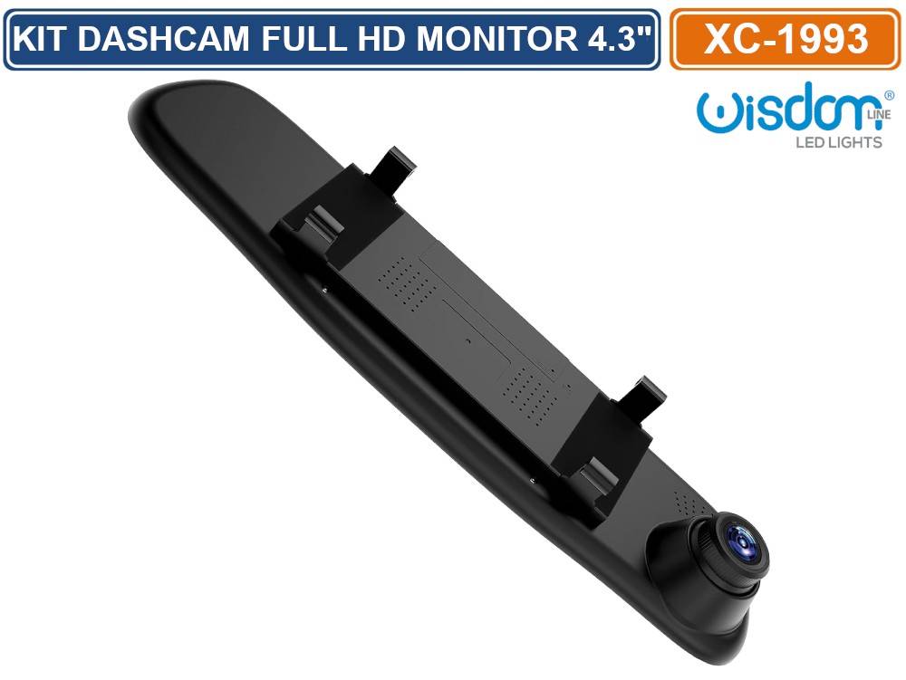 KIT SPECCHIETTO RETROVISORE MONITOR 4.3" CON DASHCAM E TELECAMERA RETROMARCIA REGISTRA SD CARD FULL HD 1080P-4