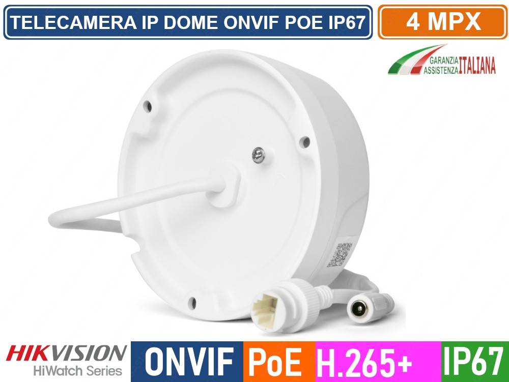 HIKVISION HWI-D140H HIWATCH SERIES TELECAMERA ANTIVANDALO DOME IP HD+ 4MPX 2.8MM H.265+ POE OSD IK10 IP67-1