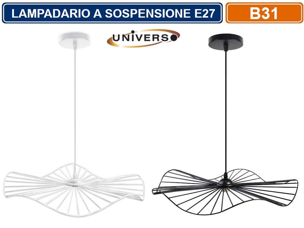 LAMPADARIO DA SOFFITTO A SOSPENSIONE PENDENTE FORMA ROTONDATRAFORATO CON ATTACCO E27 FINITURA BIANCO NERO - COLORE: NERO-0
