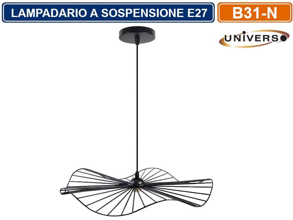 LAMPADARIO DA SOFFITTO A SOSPENSIONE PENDENTE FORMA ROTONDATRAFORATO CON ATTACCO E27 FINITURA BIANCO NERO - COLORE: NERO-4