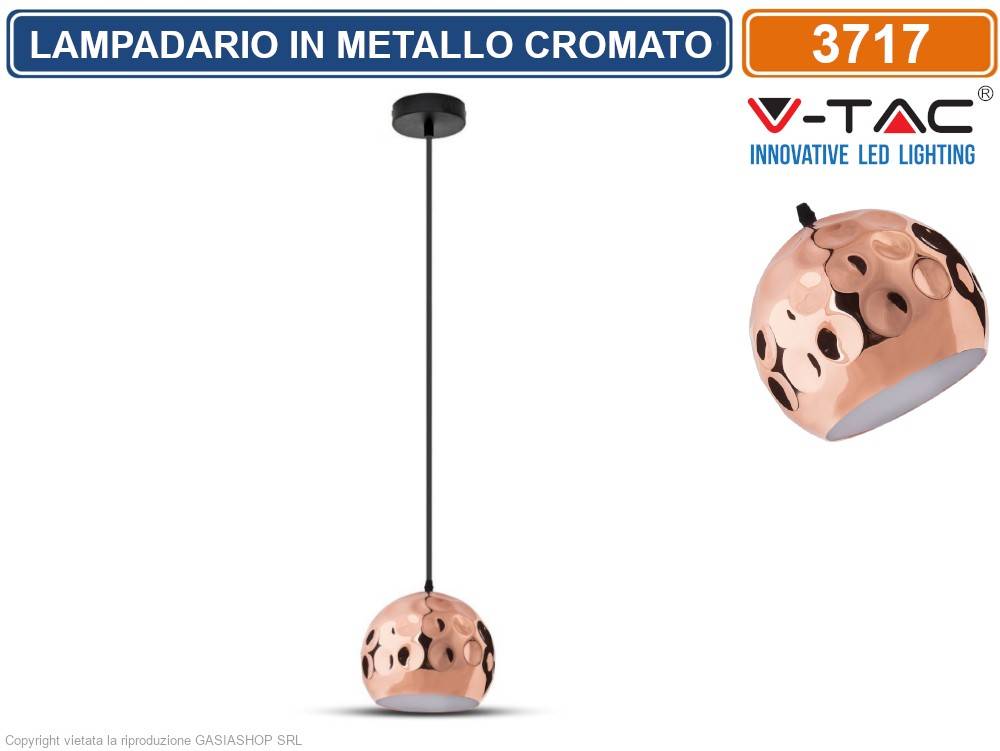 V-TAC VT-8250 LAMPADARIO IN METALLO CROMATO CON PORTALAMPADA PER LAMPADINE E27-0