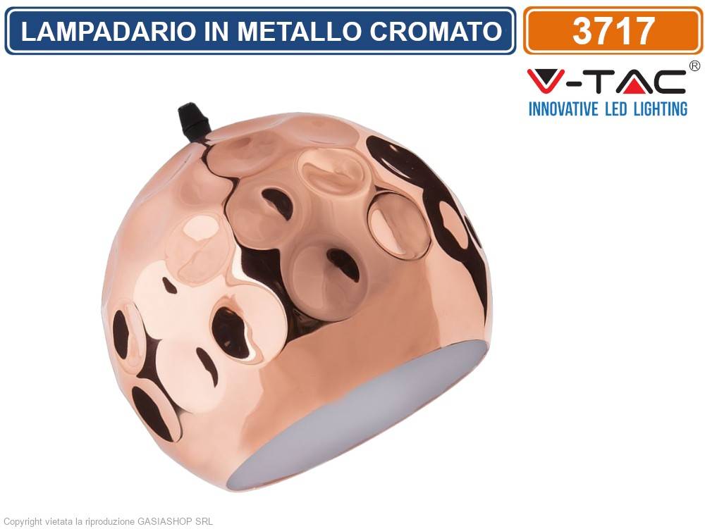 V-TAC VT-8250 LAMPADARIO IN METALLO CROMATO CON PORTALAMPADA PER LAMPADINE E27-1