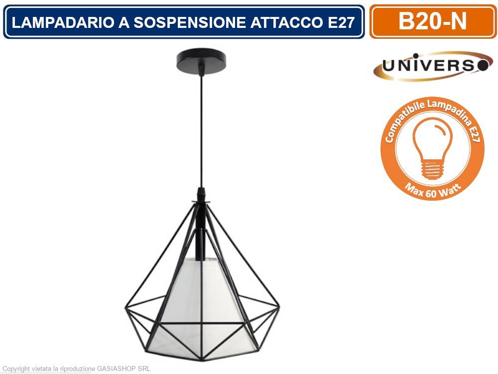 LAMPADARIO MODERNO A SOSPENSIONE CON PARALUME IN METALLO TRAFORATO ATTACCO E27 BIANCO NERO - COLORE: BIANCO-1